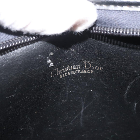 Christian Dior Trotter Canvas Shoulder Bag Navy Gold Auth 178534