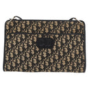 Christian Dior Trotter Canvas Shoulder Bag Navy Gold Auth 178534-2