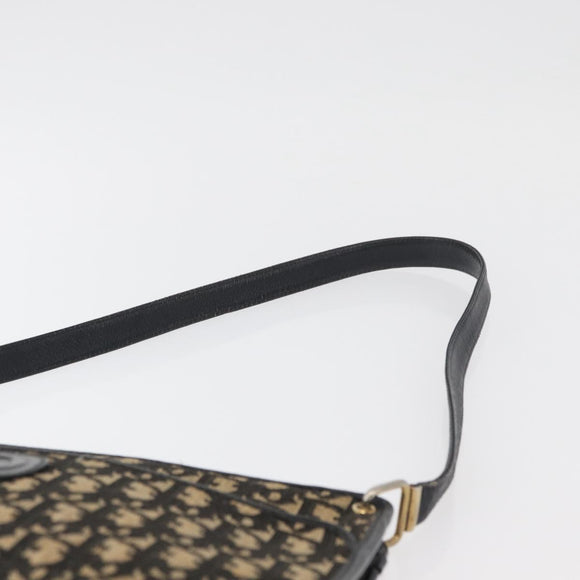 Christian Dior Trotter Canvas Shoulder Bag Navy Gold Auth 178534