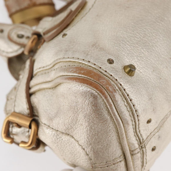 Chloe Paddington Hand Bag Leather Gold Silver Auth 178535A