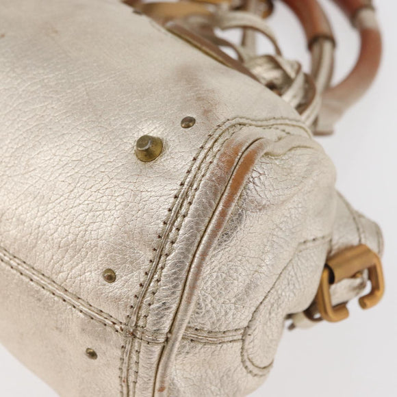 Chloe Paddington Hand Bag Leather Gold Silver Auth 178535A