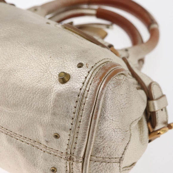 Chloe Paddington Hand Bag Leather Gold Silver Auth 178535A