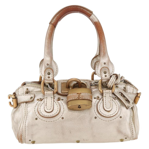 Chloe Paddington Hand Bag Leather Gold Silver Auth 178535A