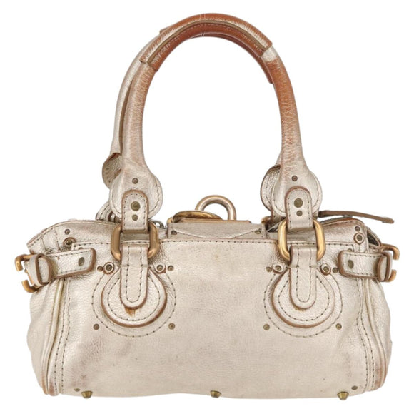 Chloe Paddington Hand Bag Leather Gold Silver Auth 178535A