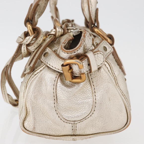 Chloe Paddington Hand Bag Leather Gold Silver Auth 178535A