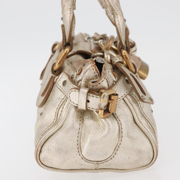 Chloe Paddington Hand Bag Leather Gold Silver Auth 178535A