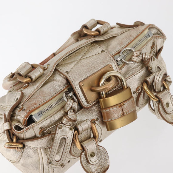 Chloe Paddington Hand Bag Leather Gold Silver Auth 178535A