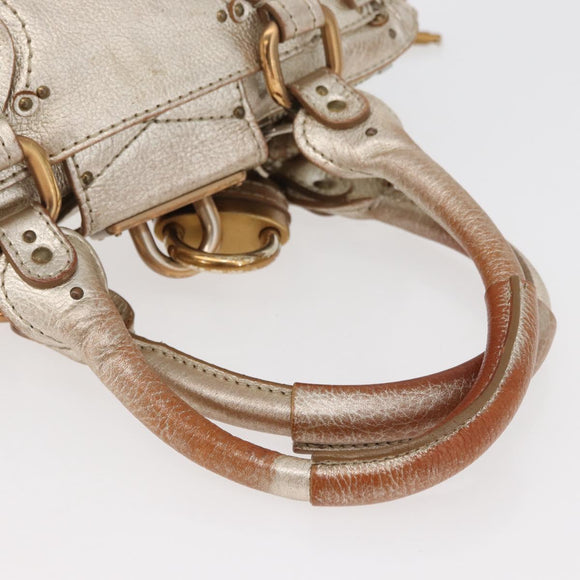Chloe Paddington Hand Bag Leather Gold Silver Auth 178535A