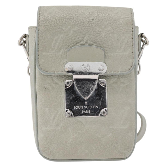 LOUIS VUITTON Taurillon Vertical Wearable Wallet Bag Gray M82568 LV Auth 178538V