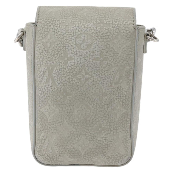 LOUIS VUITTON Taurillon Vertical Wearable Wallet Bag Gray M82568 LV Auth 178538V