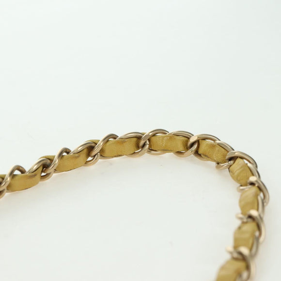 CHANEL Mini Matelasse 16 Chain Bag Lamb Skin Yellow Gold CC Auth 178543SAV