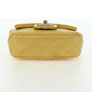 CHANEL Mini Matelasse 16 Chain Bag Lamb Skin Yellow Gold CC Auth 178543SAV-7