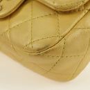 CHANEL Mini Matelasse 16 Chain Bag Lamb Skin Yellow Gold CC Auth 178543SAV-9