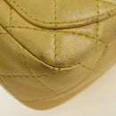 CHANEL Mini Matelasse 16 Chain Bag Lamb Skin Yellow Gold CC Auth 178543SAV-17