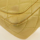 CHANEL Mini Matelasse 16 Chain Bag Lamb Skin Yellow Gold CC Auth 178543SAV-18