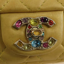 CHANEL Mini Matelasse 16 Chain Bag Lamb Skin Yellow Gold CC Auth 178543SAV-19