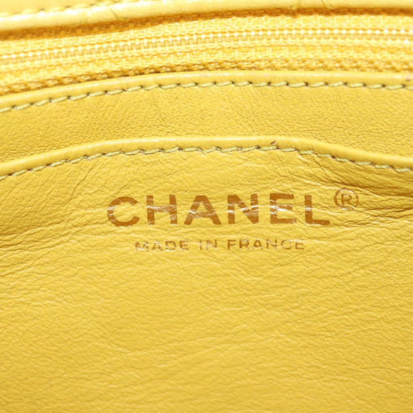CHANEL Mini Matelasse 16 Chain Bag Lamb Skin Yellow Gold CC Auth 178543SAV