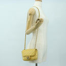 CHANEL Mini Matelasse 16 Chain Bag Lamb Skin Yellow Gold CC Auth 178543SAV-29