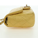 CHANEL Mini Matelasse 16 Chain Bag Lamb Skin Yellow Gold CC Auth 178543SAV-5