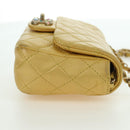 CHANEL Mini Matelasse 16 Chain Bag Lamb Skin Yellow Gold CC Auth 178543SAV-6