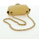 CHANEL Mini Matelasse 16 Chain Bag Lamb Skin Yellow Gold CC Auth 178543SAV-8