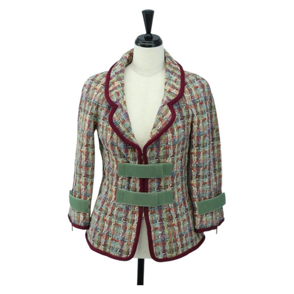 CHANEL Jacket Tweed Multicolor CC Auth 178546V