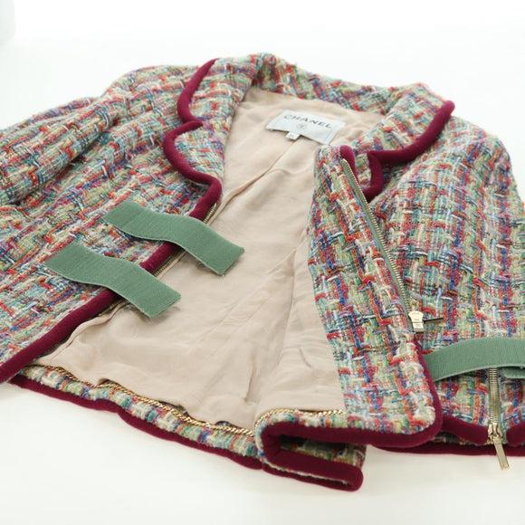 CHANEL Jacket Tweed Multicolor CC Auth 178546V