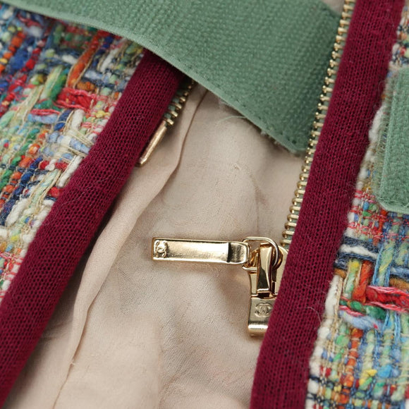 CHANEL Jacket Tweed Multicolor CC Auth 178546V