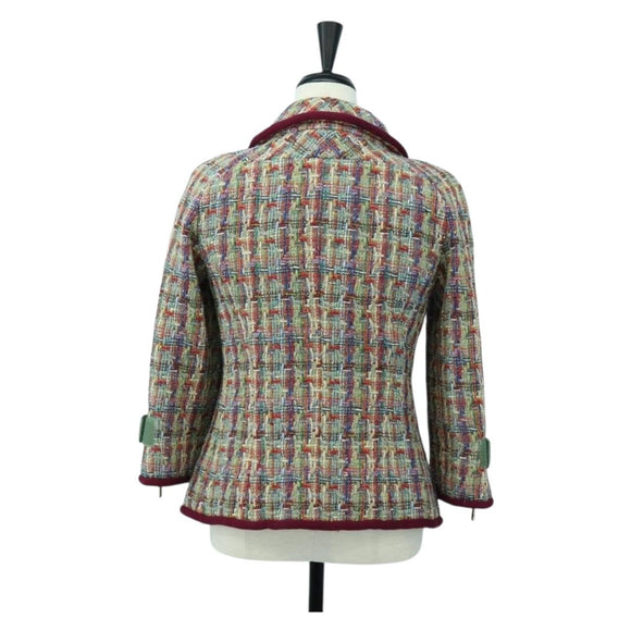 CHANEL Jacket Tweed Multicolor CC Auth 178546V