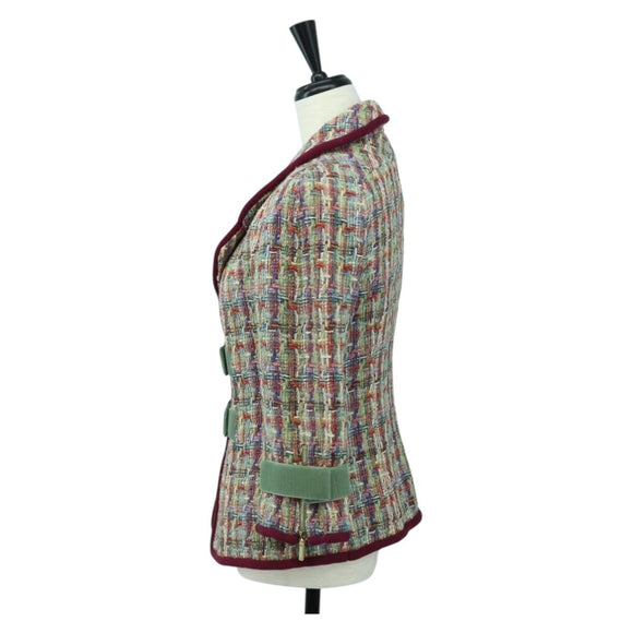CHANEL Jacket Tweed Multicolor CC Auth 178546V