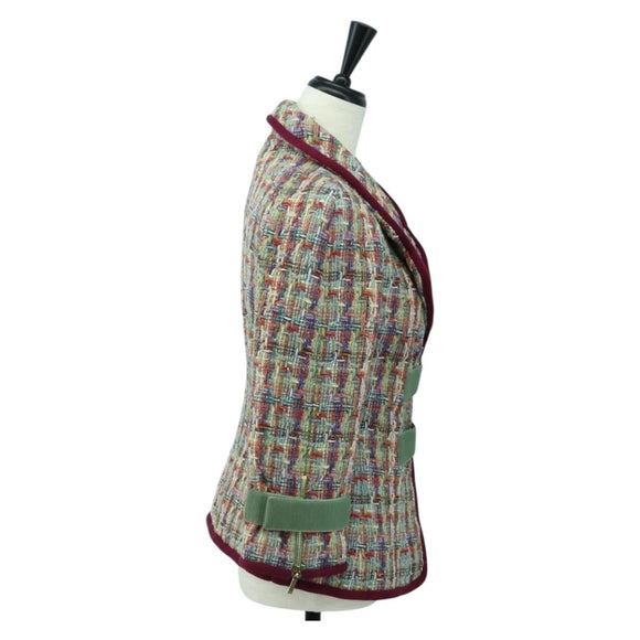 CHANEL Jacket Tweed Multicolor CC Auth 178546V