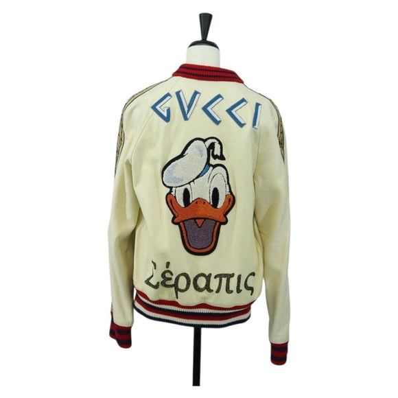 GUCCI Disney Collaboration Donald Duck Jacket Leather 46 462143 Auth 178547SM