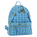 MCM Vicetos Logogram Backpack PVC Light Blue Gold Auth 178560-1