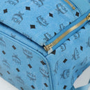 MCM Vicetos Logogram Backpack PVC Light Blue Gold Auth 178560-12