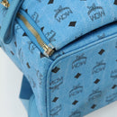 MCM Vicetos Logogram Backpack PVC Light Blue Gold Auth 178560-13