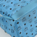 MCM Vicetos Logogram Backpack PVC Light Blue Gold Auth 178560-15