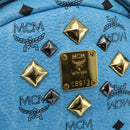 MCM Vicetos Logogram Backpack PVC Light Blue Gold Auth 178560-16