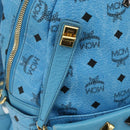 MCM Vicetos Logogram Backpack PVC Light Blue Gold Auth 178560-17
