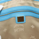 MCM Vicetos Logogram Backpack PVC Light Blue Gold Auth 178560-19