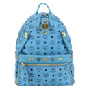 MCM Vicetos Logogram Backpack PVC Light Blue Gold Auth 178560-2