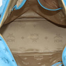 MCM Vicetos Logogram Backpack PVC Light Blue Gold Auth 178560-20