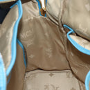MCM Vicetos Logogram Backpack PVC Light Blue Gold Auth 178560-22