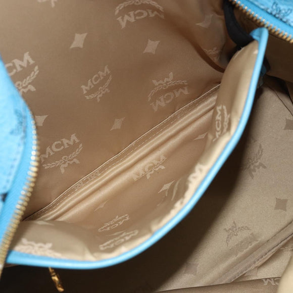 MCM Vicetos Logogram Backpack PVC Light Blue Gold Auth 178560