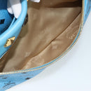 MCM Vicetos Logogram Backpack PVC Light Blue Gold Auth 178560-25
