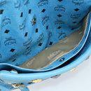 MCM Vicetos Logogram Backpack PVC Light Blue Gold Auth 178560-26