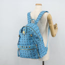 MCM Vicetos Logogram Backpack PVC Light Blue Gold Auth 178560-27