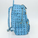 MCM Vicetos Logogram Backpack PVC Light Blue Gold Auth 178560-4