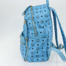 MCM Vicetos Logogram Backpack PVC Light Blue Gold Auth 178560-5