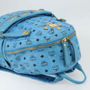 MCM Vicetos Logogram Backpack PVC Light Blue Gold Auth 178560-6