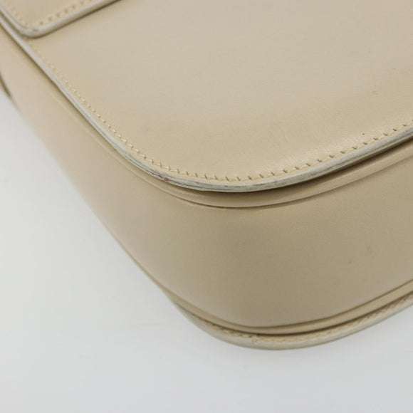 GUCCI Shoulder Bag Leather Beige Gold 26 001 0647 Auth 178561